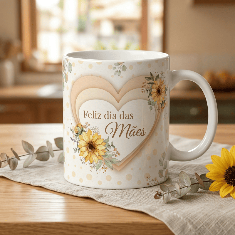 Miniatura 2 de Arte Caneca Dia das Mães Personalizada com Foto | PNG + PDF + AI Sublimação