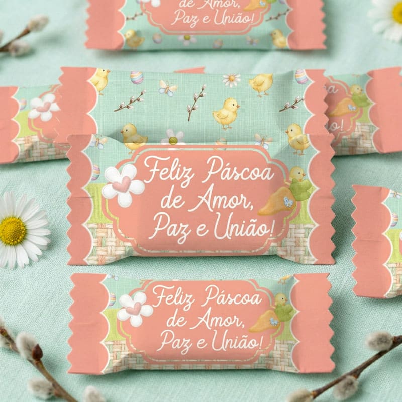 Kit Embalagens para Balas Páscoa | 6 Artes PNG + PDF para Imprimir