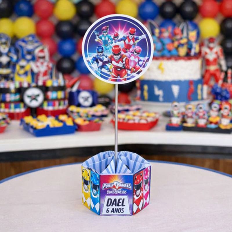Miniatura 2 de Centro de Mesa Power Rangers | Arquivos Silhouette + PDF Personalizado