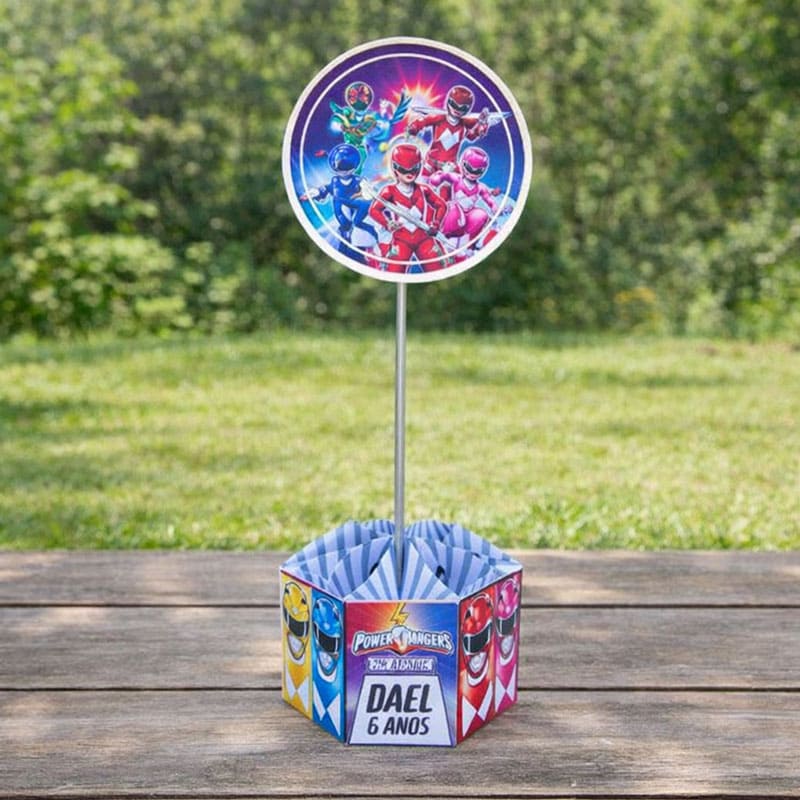 Miniatura 3 de Centro de Mesa Power Rangers | Arquivos Silhouette + PDF Personalizado