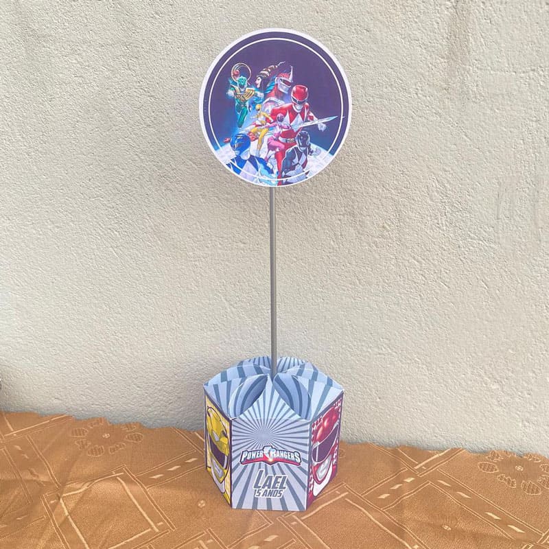 Miniatura 4 de Centro de Mesa Power Rangers | Arquivos Silhouette + PDF Personalizado