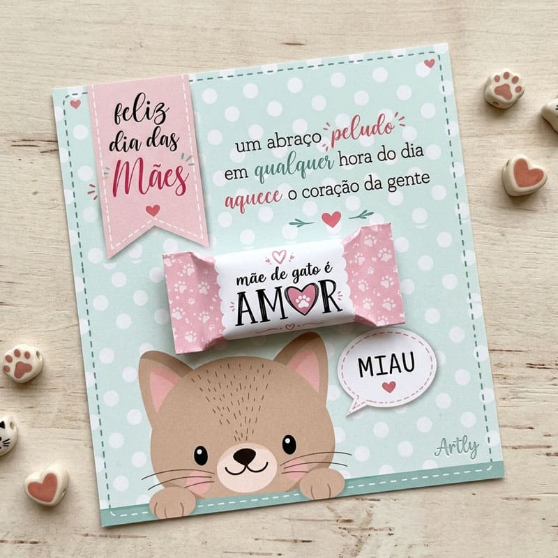 Kit 10 Cartões Dia das Mães com Balas | 20 Artes PNG Imprimíveis