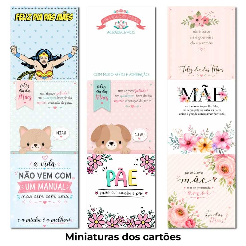 Miniatura 7 de Kit 10 Cartões Dia das Mães com Balas | 20 Artes PNG Imprimíveis