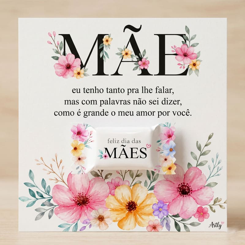 Miniatura 8 de Kit 10 Cartões Dia das Mães com Balas | 20 Artes PNG Imprimíveis