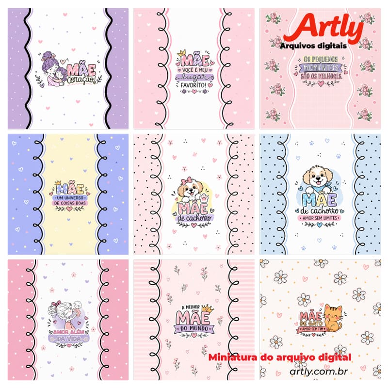 Miniatura 2 de 9 Embalagens de Balas Personalizadas Dia das Mães (Modelos Variados) | Arquivo Digital PNG + PDF + Studio