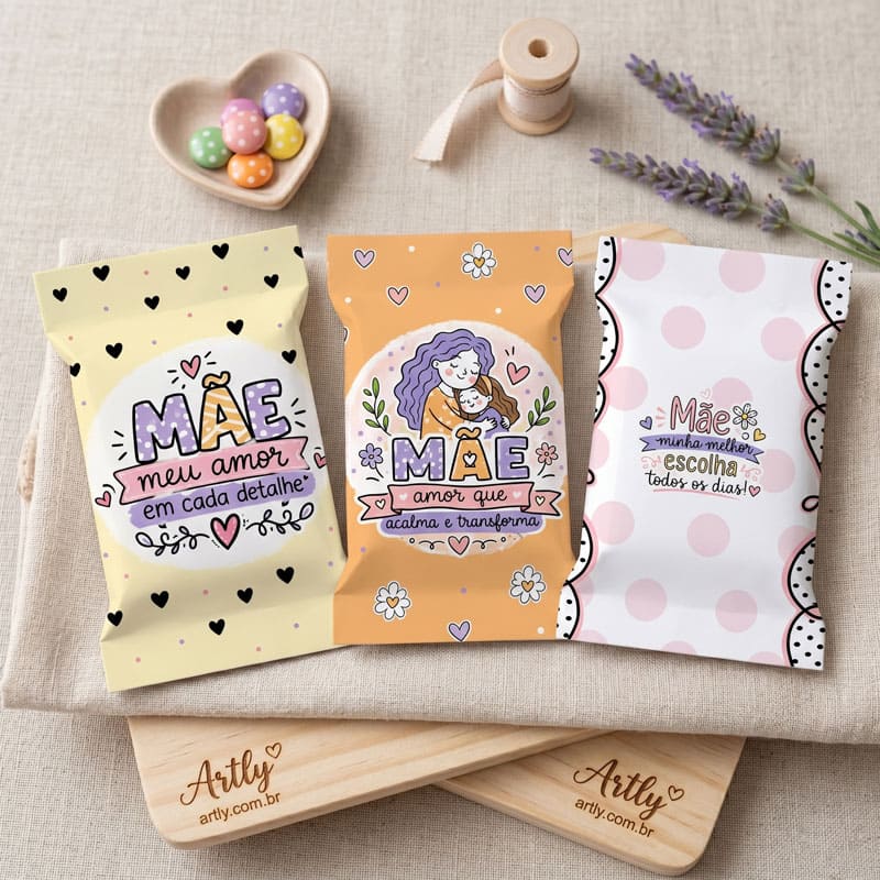 Miniatura 3 de 9 Embalagens de Balas Personalizadas Dia das Mães | Arquivo Digital PNG + PDF + Studio
