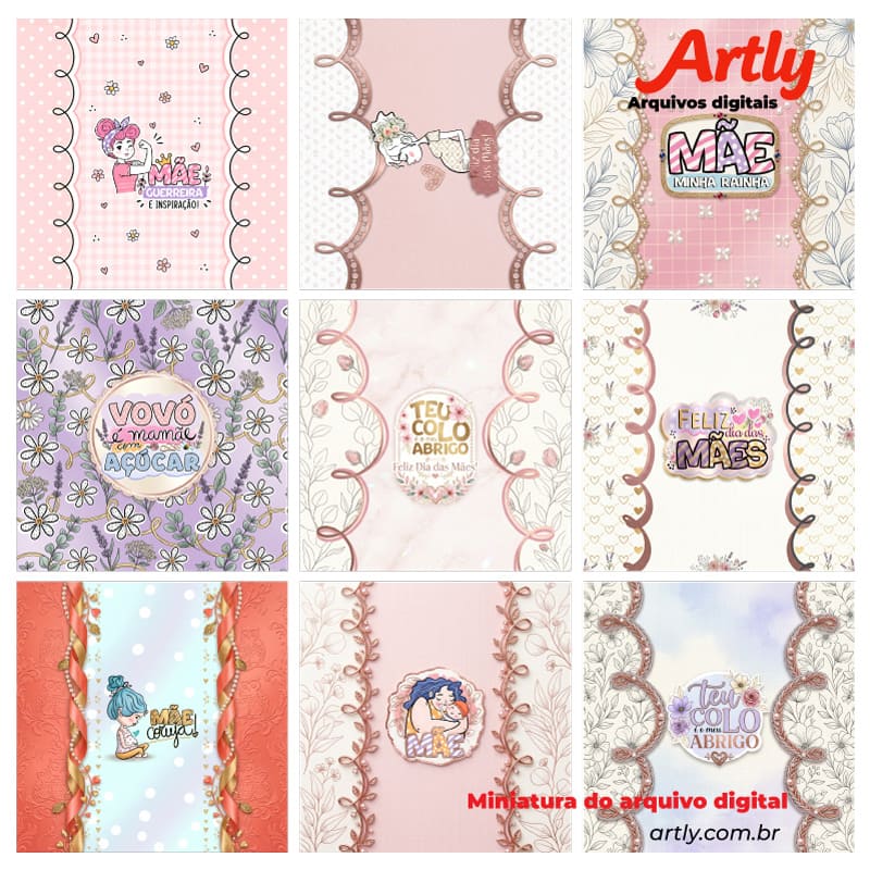 Miniatura 2 de 9 Embalagens de Balas Personalizadas Dia das Mães (Coleção Delicada e Floral) | PNG + PDF + Studio