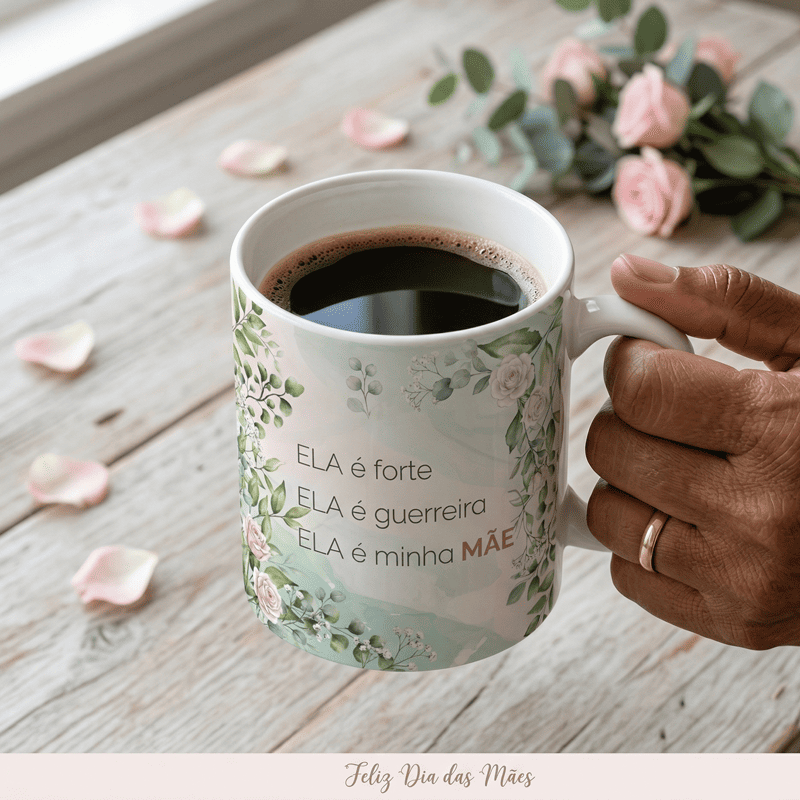Miniatura 4 de Arte Caneca Dia das Mães Ela é Forte e Guerreira | PNG + PDF + AI Personalizada