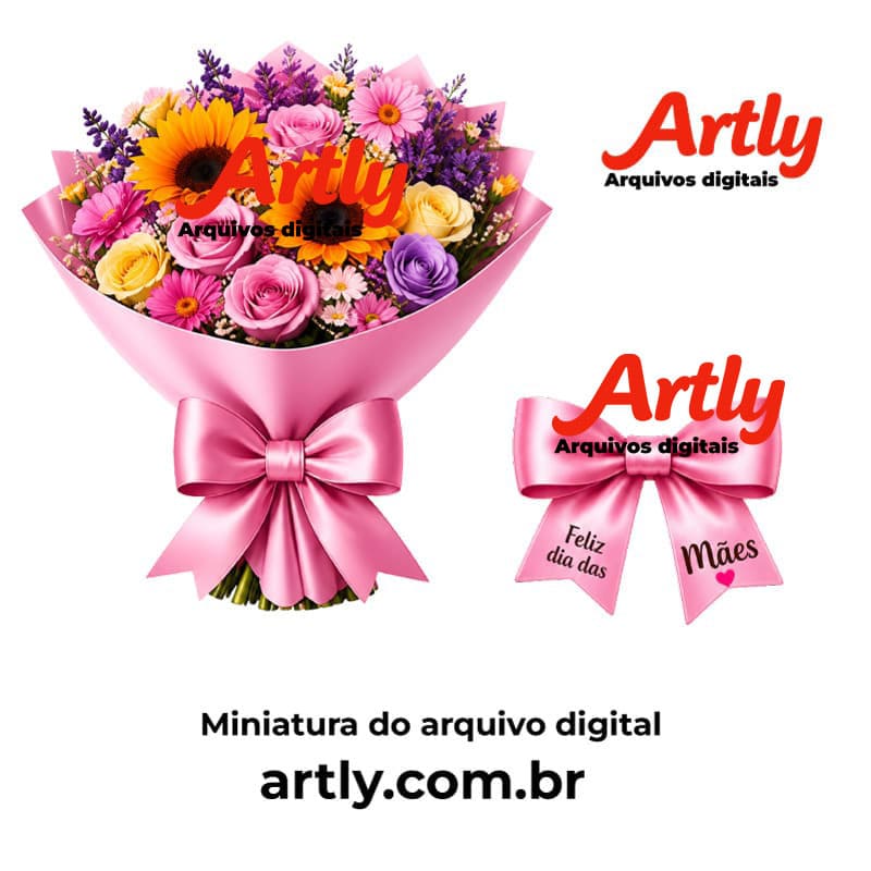 Miniatura 2 de Buquê de Flores Rosas Dia das Mães para Lembrancinha com Chocolate | Arquivo PDF e Studio (Rosas e Flores Delicadas)