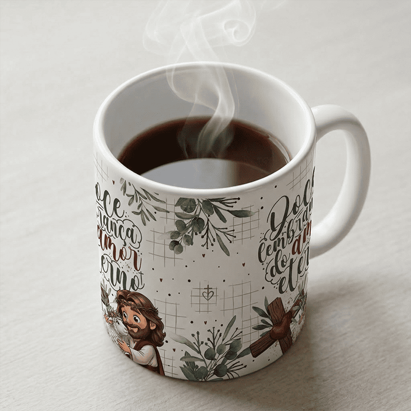 Mockup Caneca Cerâmica Páscoa Cristã | Arte Sublimação PNG + PDF