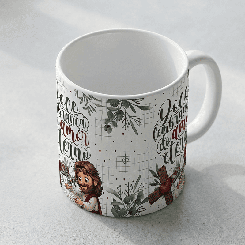 Miniatura 2 de Mockup Caneca Cerâmica Páscoa Cristã | Arte Sublimação PNG + PDF