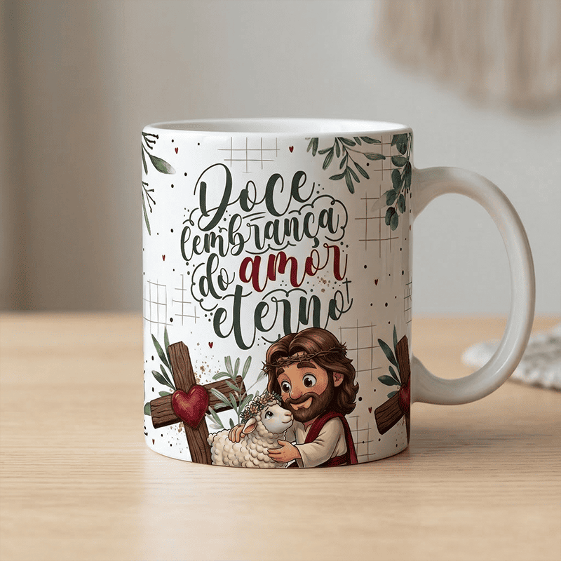 Miniatura 4 de Mockup Caneca Cerâmica Páscoa Cristã | Arte Sublimação PNG + PDF