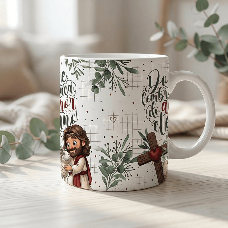 Miniatura 5 de Mockup Caneca Cerâmica Páscoa Cristã | Arte Sublimação PNG + PDF