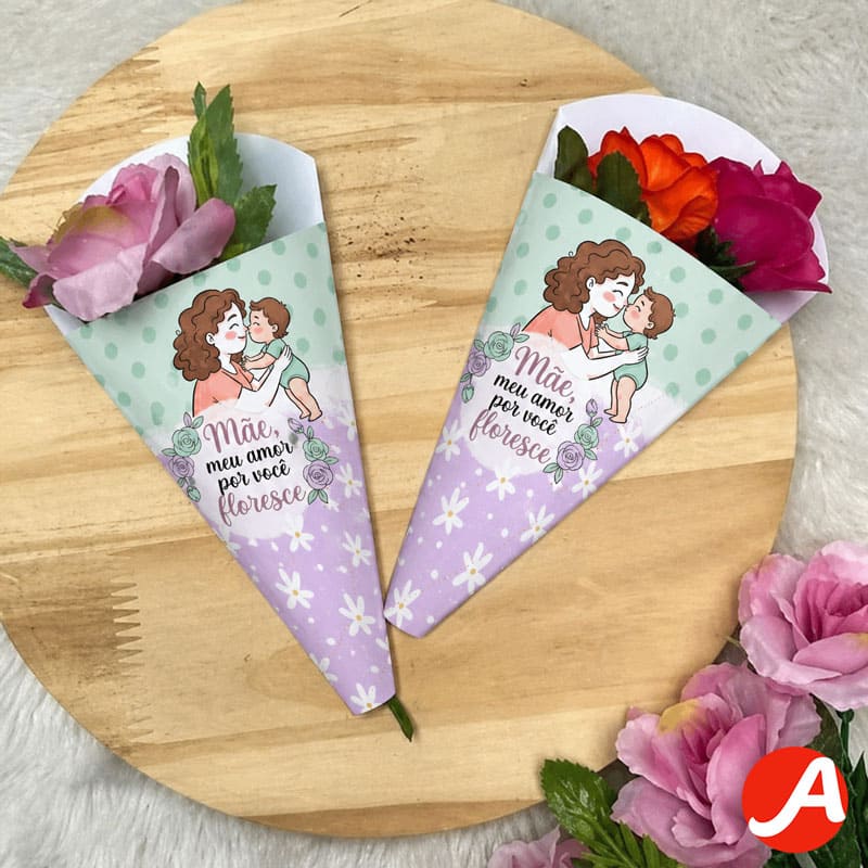 Envelope para Flores Dia das Mães “Mãe, Meu Amor por Você Floresce” | PNG + PDF + Studio