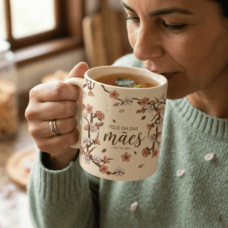 Miniatura 2 de Arte Caneca Dia das Mães Floral Personalizada | PNG + PDF + AI Sublimação