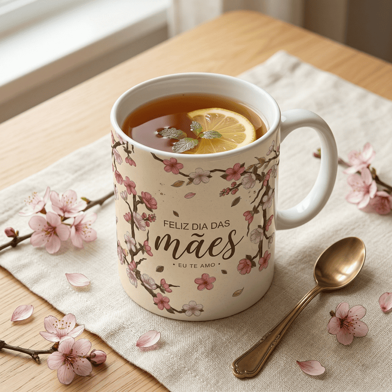 Miniatura 3 de Arte Caneca Dia das Mães Floral Personalizada | PNG + PDF + AI Sublimação