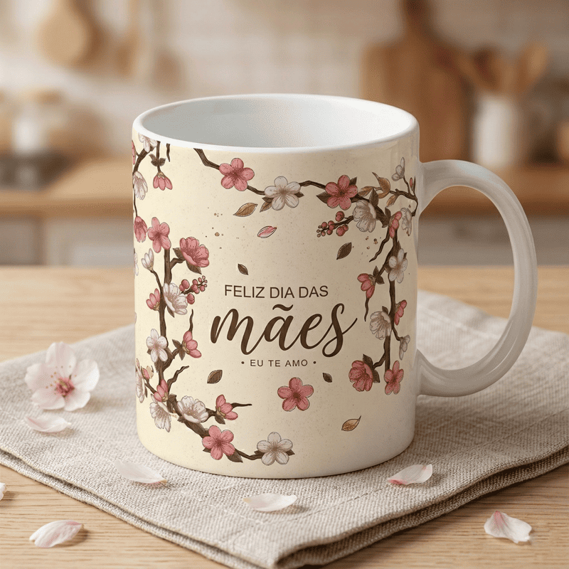 Miniatura 4 de Arte Caneca Dia das Mães Floral Personalizada | PNG + PDF + AI Sublimação