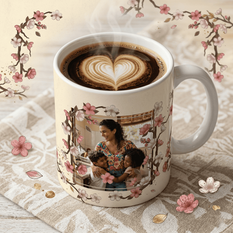 Miniatura 6 de Arte Caneca Dia das Mães Floral Personalizada | PNG + PDF + AI Sublimação