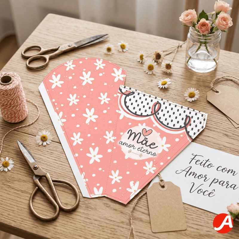 Miniatura 2 de Envelope para Flores Dia das Mães “Mãe Amor Eterno” Floral Coral | PNG + PDF + Studio