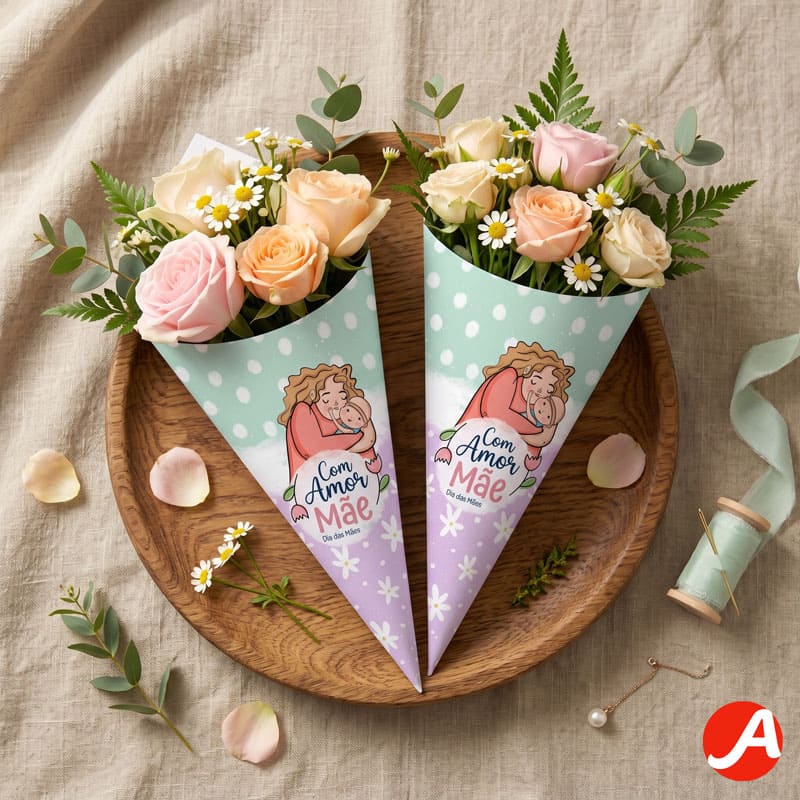 Miniatura 3 de Envelope para Flores Dia das Mães “Com Amor, Mãe” | PNG + PDF + Studio
