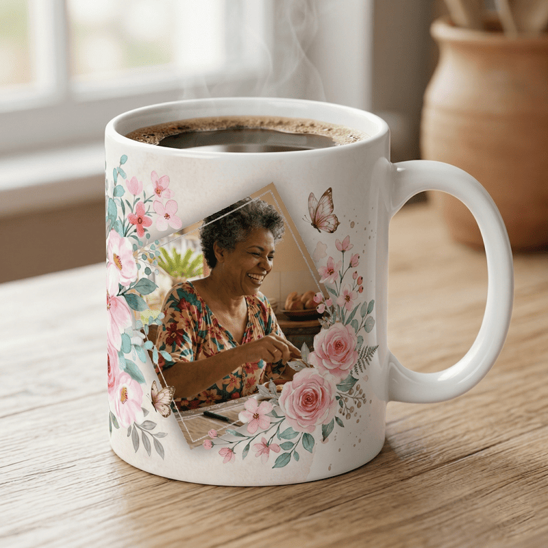 Miniatura 3 de Arte Caneca Dia das Mães Minha Rainha Floral | PNG + PDF + AI Sublimação