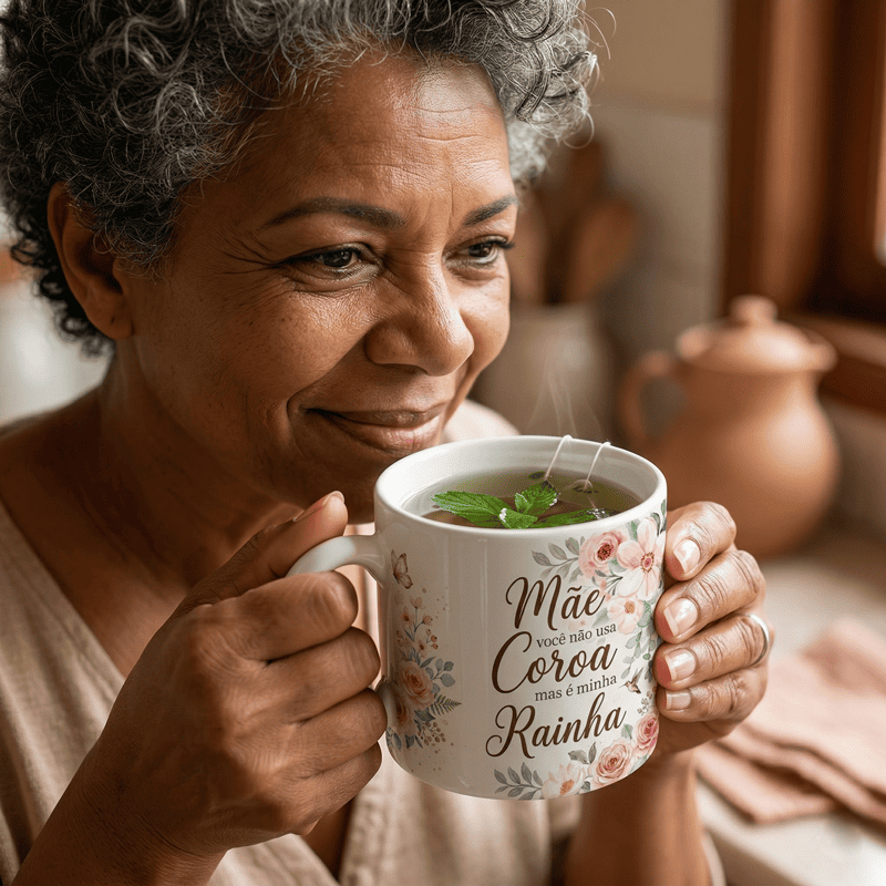 Miniatura 2 de Arte Caneca Dia das Mães Minha Rainha Floral | PNG + PDF + AI Sublimação