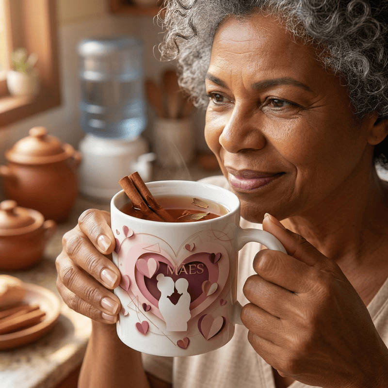 Miniatura 2 de Arte Caneca Dia das Mães Coração 3D Personalizada | PNG + PDF + AI Sublimação
