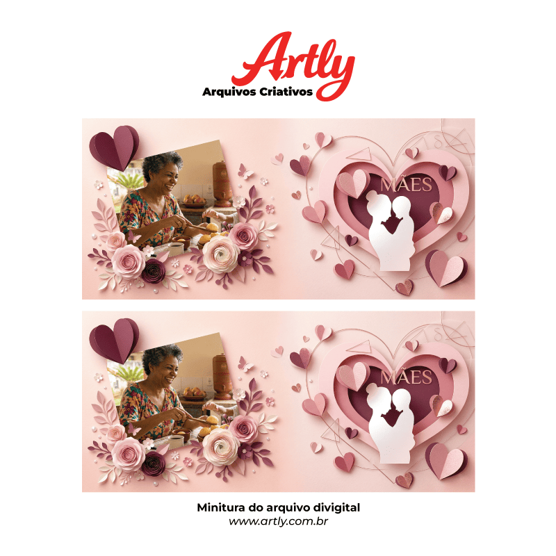 Miniatura 3 de Arte Caneca Dia das Mães Coração 3D Personalizada | PNG + PDF + AI Sublimação