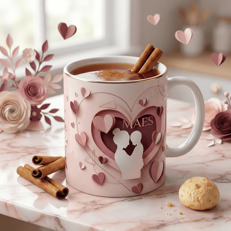 Miniatura 4 de Arte Caneca Dia das Mães Coração 3D Personalizada | PNG + PDF + AI Sublimação