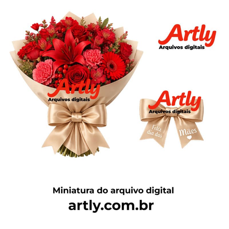 Miniatura 2 de Buquê de Flores Vermelhas Dia das Mães para Lembrancinha com Chocolate | Arquivo PDF e Studio (Modelo Premium)