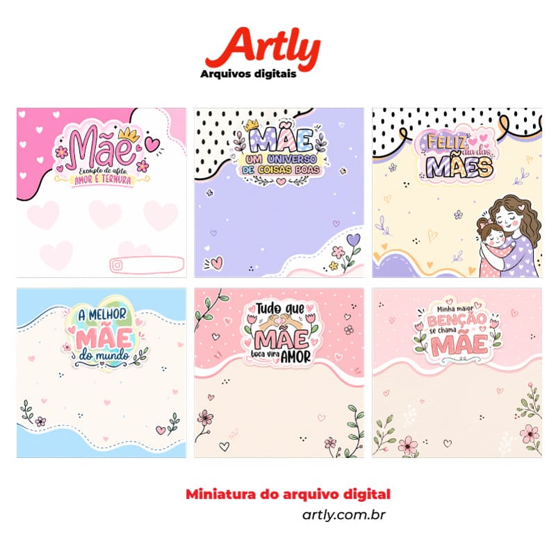 Miniatura 2 de 6 Cartões para Lembrancinhas Dia das Mães (Para Bombom ou Bala) | PNG + PDF + Studio