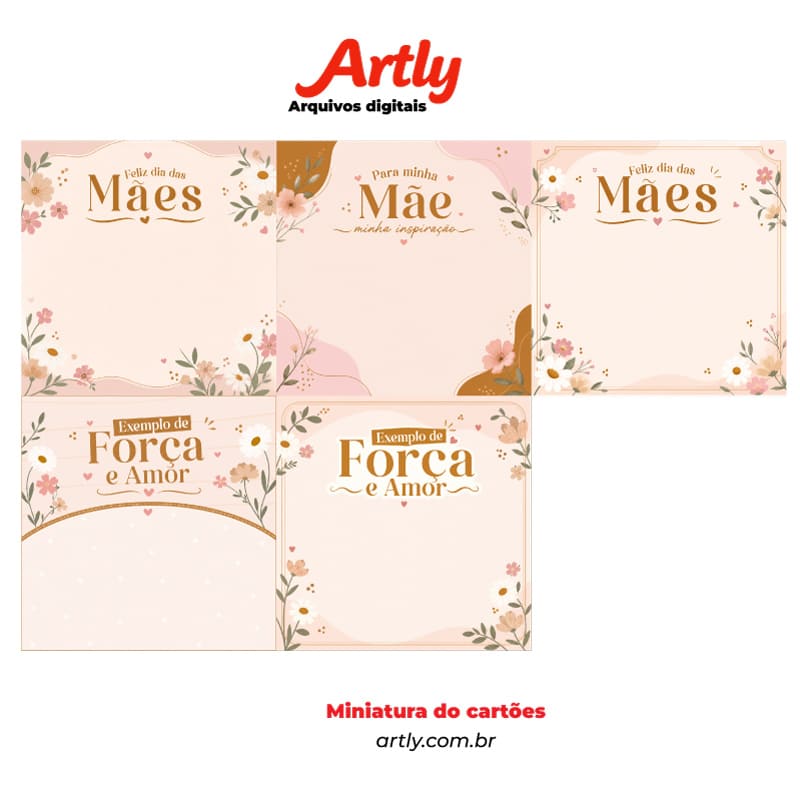 Miniatura 4 de 5 Cartões + 5 Embalagens para Balas Dia das Mães | PNG + PDF + Studio