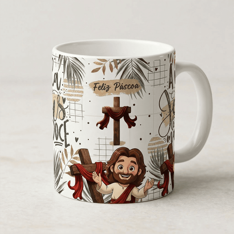 Miniatura 2 de Arte Caneca Páscoa Cristã A Vida com Jesus é Mais Doce | PNG + PDF Sublimação