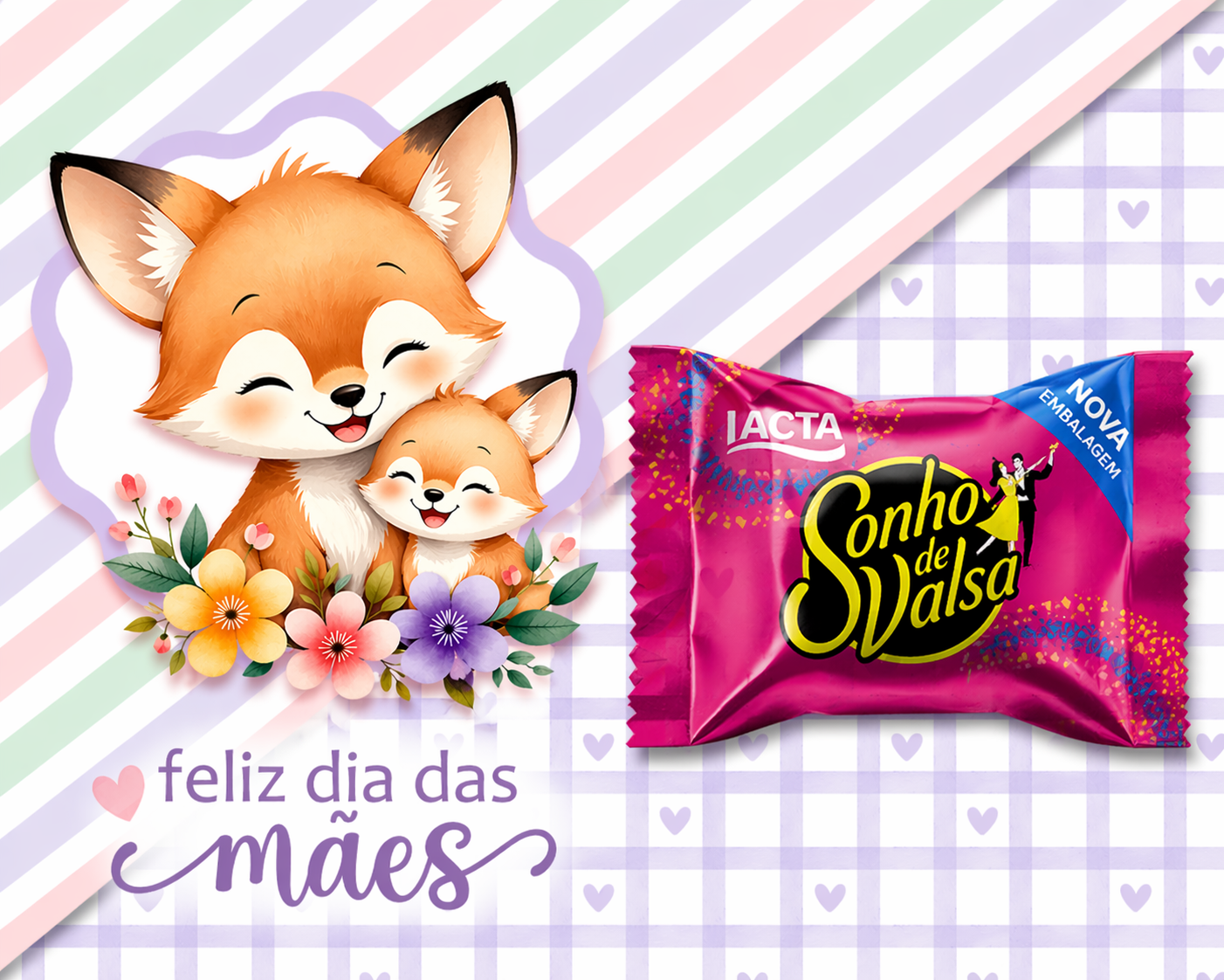 Card Dia das Mães para Bombom Sonho de Valsa | Arquivo Digital PNG + PDF