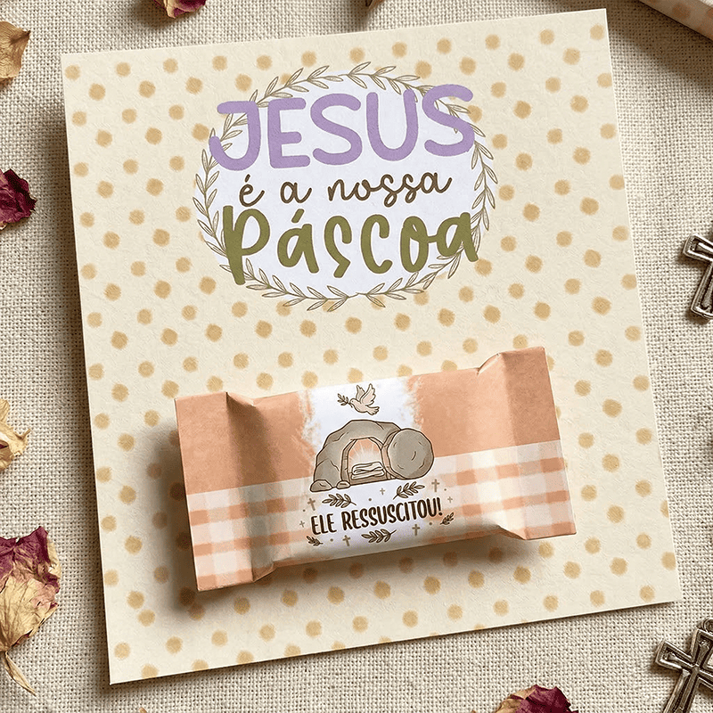 Miniatura 2 de Kit Páscoa Cristã Balinha | 24 Embalagens + 12 Cartões | PNG e PDF para Imprimir