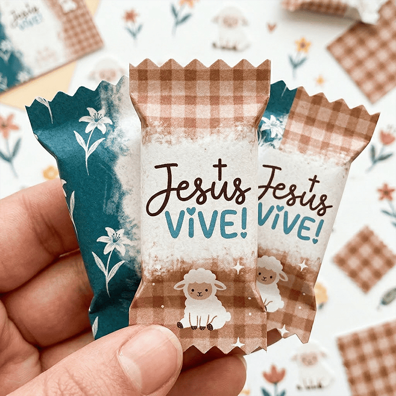 Miniatura 4 de Kit Páscoa Cristã Balinha | 24 Embalagens + 12 Cartões | PNG e PDF para Imprimir